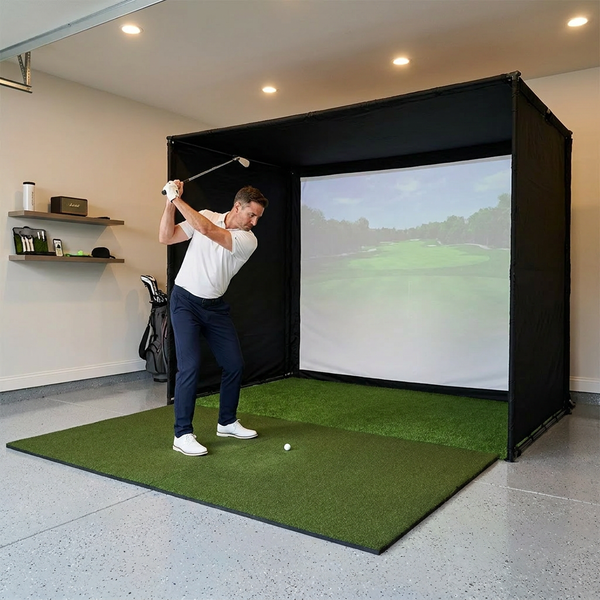 Golf Training Simulator Cage Built for Practice, Dual-Layer Impact Screen, All-Weather Netting, Multiple Sizes