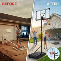 6.6 Ft. to 10 Ft. Adjustable Height Portable Basketball Hoop Goal Basketball System Basketball Equipment with Wheels — Before & After