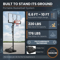6.6 Ft. to 10 Ft. Adjustable Height Portable Basketball Hoop Goal Basketball System Basketball Equipment with Wheels — Results & Stats