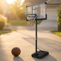 6.6 Ft. to 10 Ft. Adjustable Height Portable Basketball Hoop Goal Basketball System Basketball Equipment with Wheels — Studio Shot