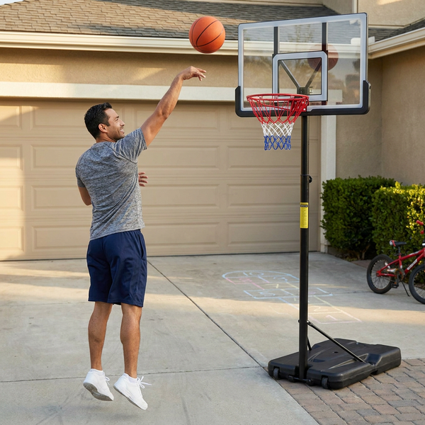 Portable Basketball Hoop Designed for Indoor/Outdoor Play, 6.6-10 Ft Adjustable Height, Steel Frame, Wheels