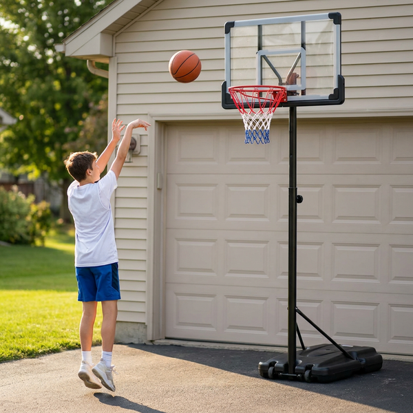 Portable Basketball Hoop Built for All Skill Levels, 6.6-10 Ft Height Adjustment, Wheeled Base, Youth System