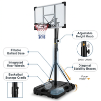 6.6 Ft. to 10 Ft. H Youth System Hoop Adjustment Portable Basketball Hoop Basketball System with Wheels — How It Works