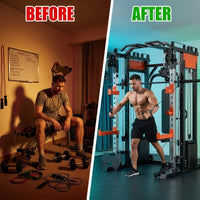 Home Gym Smith Machine Cable Crossover Weightlifting Sports Training — Before & After