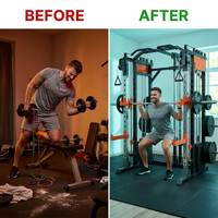 Smith Machine Cable Crossover Built for Full Body Workouts, Multifunction Strength Training, Durable Metal Frame — Before & After